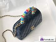 Fortok Chanel Rainbow Mini Coco Handle Bag Lambskin Black 19x9x13cm - 5