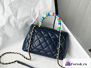 Fortok Chanel Rainbow Mini Coco Handle Bag Lambskin Black 19x9x13cm - 4