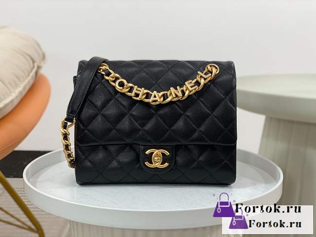 Fortok Chanel Flap Bag Black AP3897 22x6x17cm - 1