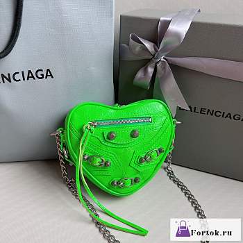 Fortok Balenciaga Le Cagole Heart Bag Green Neon 16x4x13cm