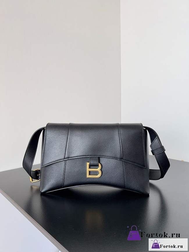 Fortok Balenciaga Downtown Shoulder Bag Black 25.4x16x8.4 cm - 1