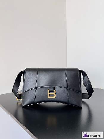 Fortok Balenciaga Downtown Shoulder Bag Black 25.4x16x8.4 cm