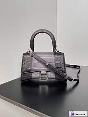 Fortok Balenciaga Hourglass Crocodile Embossed Bag Grey 19x13x8cm - 1