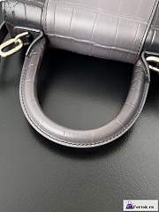 Fortok Balenciaga Hourglass Crocodile Embossed Bag Grey 19x13x8cm - 3