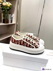 Fortok Dior Platform Embroidered Sneakers Red - 1