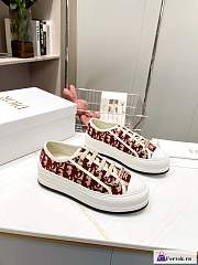 Fortok Dior Platform Embroidered Sneakers Red - 6