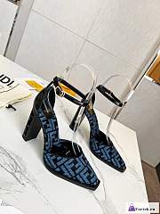 Fortok Fendi Cut Ff Chenille Pump in Blue - 1