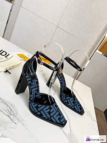 Fortok Fendi Cut Ff Chenille Pump in Blue