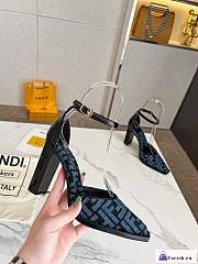 Fortok Fendi Cut Ff Chenille Pump in Blue - 5