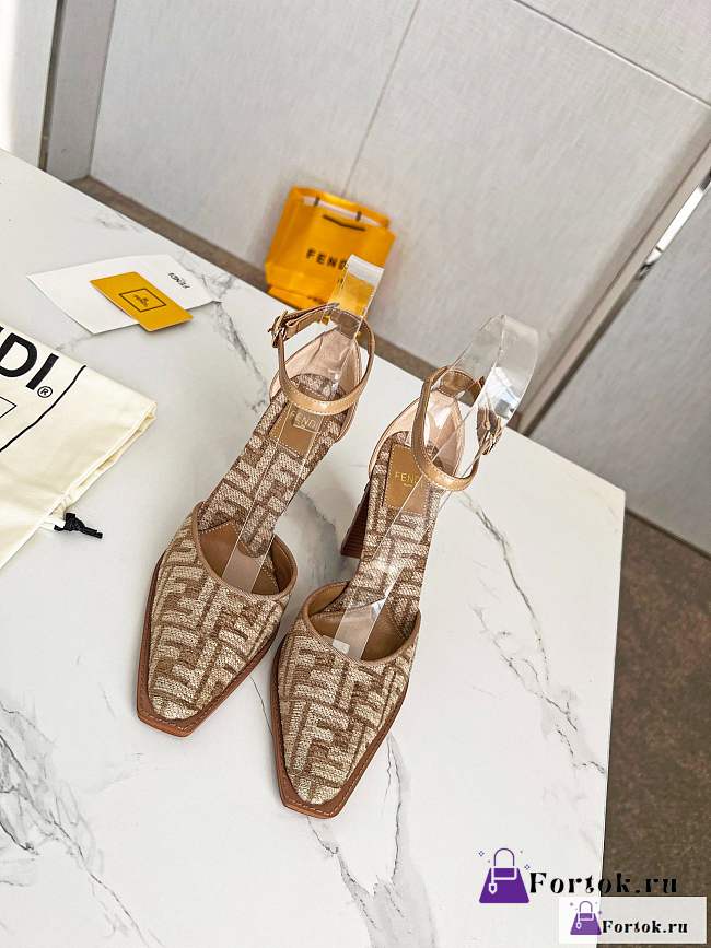 Fortok Fendi Cut Ff Chenille Pump in Brown - 1
