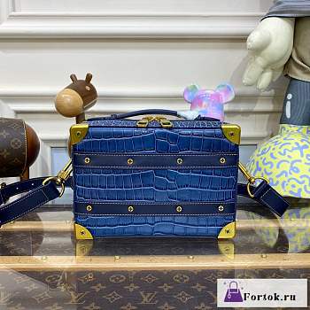 Fortok Louis Vuitton Handle Soft Trunk Monogram Macassar Blue M45935 21.5x15x7