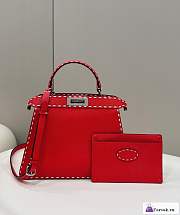 Fortok Fendi Peekapoo Handbag Red 33×12×25cm - 1