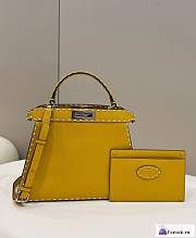 Fortok Fendi Peekapoo Handbag Yellow 33×12×25cm - 1