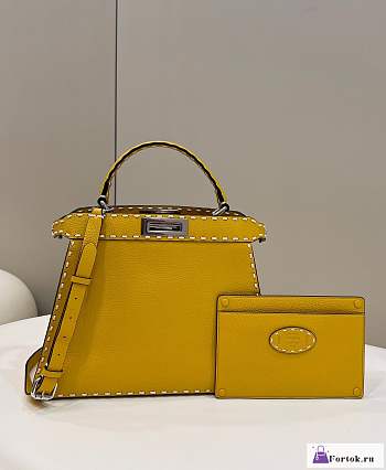 Fortok Fendi Peekapoo Handbag Yellow 33×12×25cm