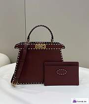 Fortok Fendi Peekapoo Handbag Burgundy 33×12×25cm - 1