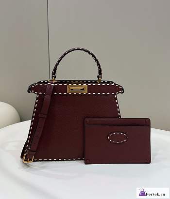 Fortok Fendi Peekapoo Handbag Burgundy 33×12×25cm