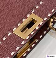 Fortok Fendi Peekapoo Handbag Burgundy 33×12×25cm - 3