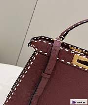 Fortok Fendi Peekapoo Handbag Burgundy 33×12×25cm - 2