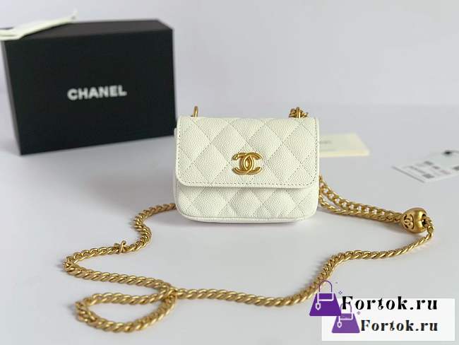 Fortok Chanel 23P Mini Bag White 12.5x9x4.5cm - 1