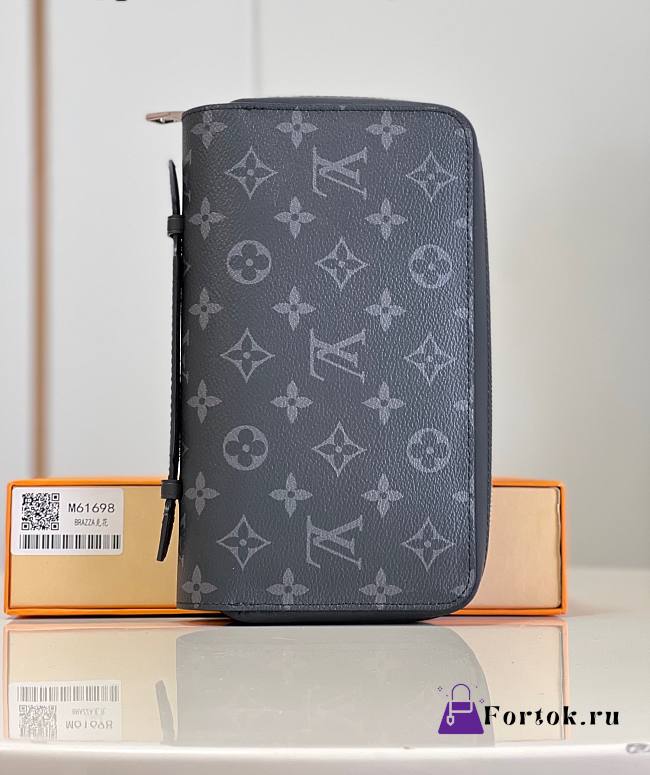 Fortok Louis Vuitton Monogram Eclipse Wallet Black M61698 22x12x5cm - 1