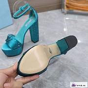 Fortok Prada Satin Platform Sandals with Crystals Green - 3