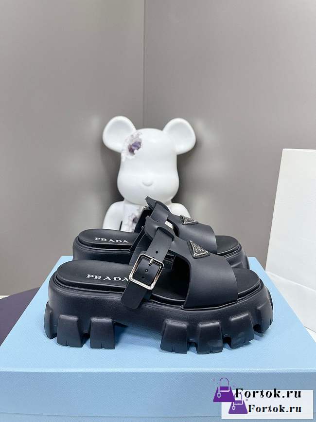 Fortok Prada Foam Rubber Sandals Black - 1
