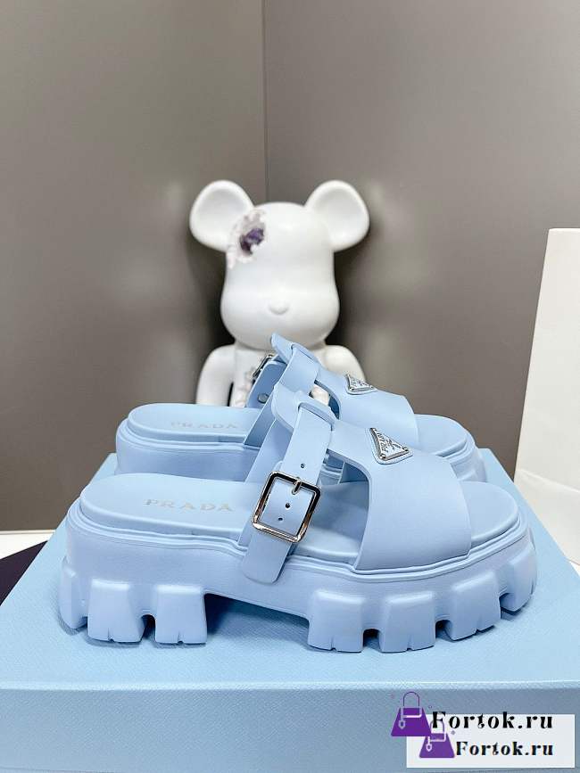 Fortok Prada Foam Rubber Sandals Blue - 1
