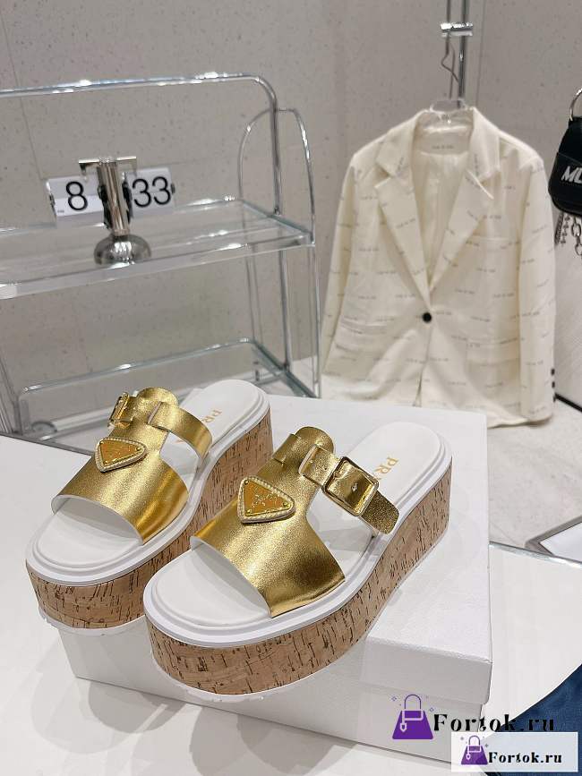 Fortok Prada Slippers Gold - 1