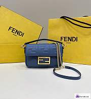 Fortok Fendi Baguette Sheep Leather Bag Blue 28x6x13cm - 1