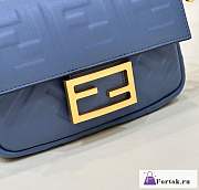 Fortok Fendi Baguette Sheep Leather Bag Blue 28x6x13cm - 5