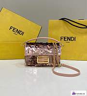 Fortok Fendi Sequin and Leather Baguette Mini Pink - 1