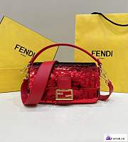 Fortok Fendi Sequin and Leather Baguette Mini Red - 1