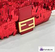 Fortok Fendi Sequin and Leather Baguette Mini Red - 6