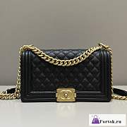 Fortok Chanel Leboy Caviar Leather Bag Black Gold Buckle 25cm - 1