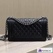 Fortok Chanel Leboy Caviar Leather Bag Black Silver Buckle 25cm - 2