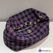 Fortok Chanel Hobo Bag Wool Twill & Gold-Tone Metal Black and Red - 1