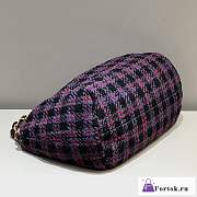 Fortok Chanel Hobo Bag Wool Twill & Gold-Tone Metal Black and Red - 6