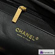 Fortok Chanel Hobo Bag Wool Twill & Gold-Tone Metal Black and Red - 4