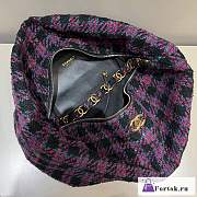 Fortok Chanel Hobo Bag Wool Twill & Gold-Tone Metal Black and Red - 2