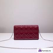 Fortok Dior Cannage Patent Leather Wallet On Chain Burgundy - 1