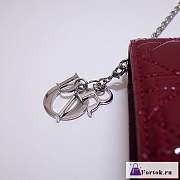 Fortok Dior Cannage Patent Leather Wallet On Chain Burgundy - 6