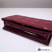 Fortok Dior Cannage Patent Leather Wallet On Chain Burgundy - 5