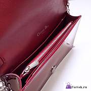 Fortok Dior Cannage Patent Leather Wallet On Chain Burgundy - 4