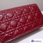 Fortok Dior Cannage Patent Leather Wallet On Chain Burgundy - 3