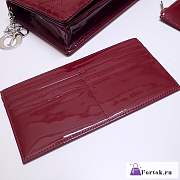 Fortok Dior Cannage Patent Leather Wallet On Chain Burgundy - 2