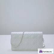 Fortok Dior Cannage Patent Leather Wallet On Chain White - 1