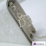 Fortok Dior Cannage Patent Leather Wallet On Chain White - 5