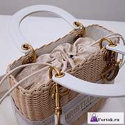 Fortok Dior Lady Bag White Natural Wicker Cornflower Oblique Jacquard 24cm - 5
