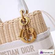 Fortok Dior Lady Bag White Natural Wicker Cornflower Oblique Jacquard 24cm - 4