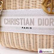 Fortok Dior Lady Bag White Natural Wicker Cornflower Oblique Jacquard 24cm - 3